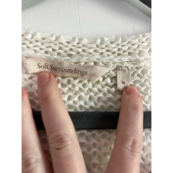 Soft Surroundings Whote Cream Open Crochet Knit Tunic Top Sz M - Picture 4 of 5